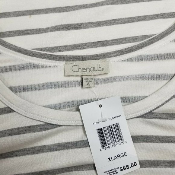 Status by Chenault Ivory Gray Stripe LS Eyelet Top - Picture 8 of 8